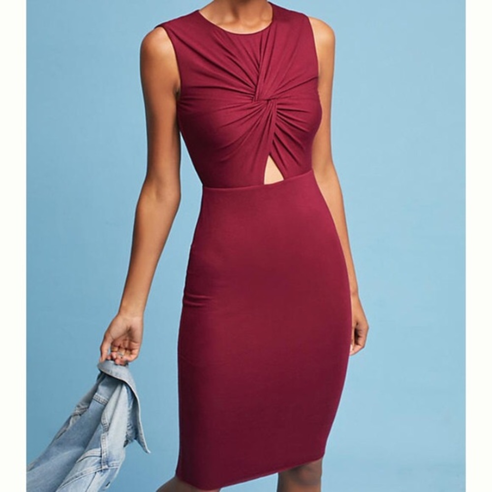 Anthropologie Bailey 44 Wine Red Keyhole Dress XL